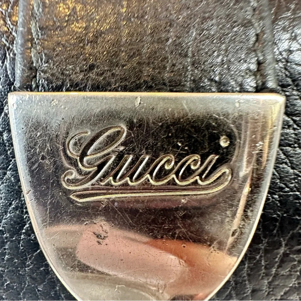 Gucci Vintage Continental Black Leather Wallet with Pebbled Texture - Picture 10 of 14